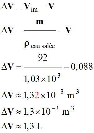 deltaV = 1,3 L
