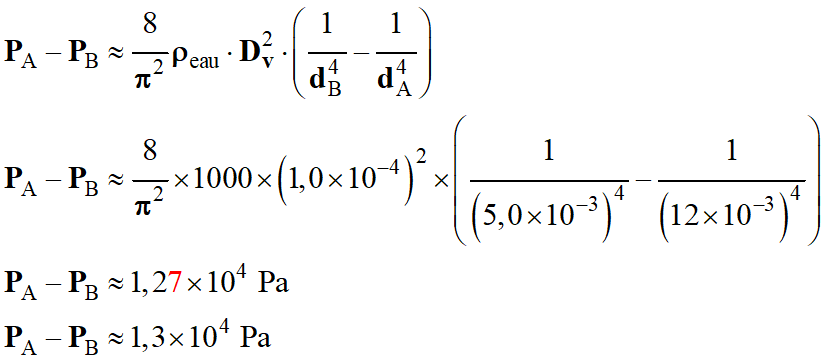 PA - PB = 1,3 E4 Pa