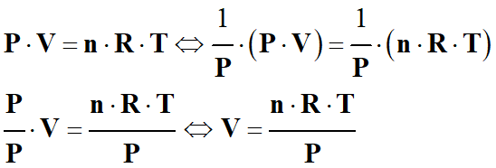 V en fonction de P, T, R et n