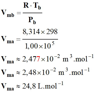 Vm = 24,8 L / mol  25 C