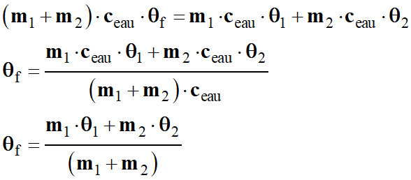 relation temprature finale
