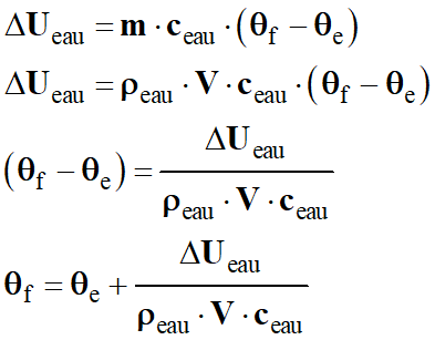 relation temprature finale
