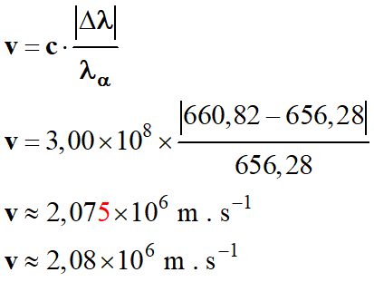 v = 2,08 E8 m / s