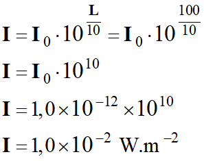 I = 1,0 E-2 W / m2