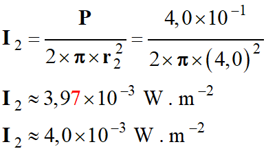 I2 = 4,0 E-3 W / m2