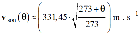vitesse du son est très sensible à la température θ