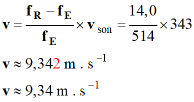 v = 9,34 m / s