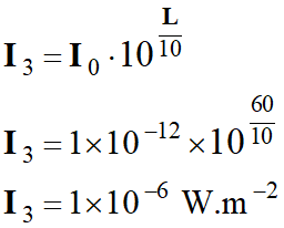 I 3 = 1 E-6 W / m2