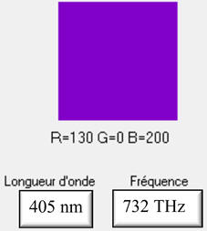  radiation violette : 405 nm