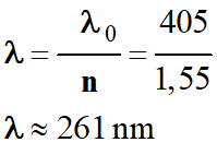 Longueur d'onde dans le polycarbonate : 261 nm