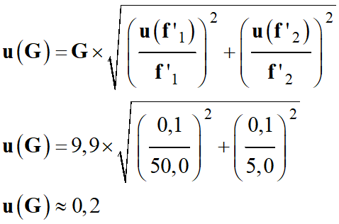ncertitude-type de mesure u (G) = 0,2