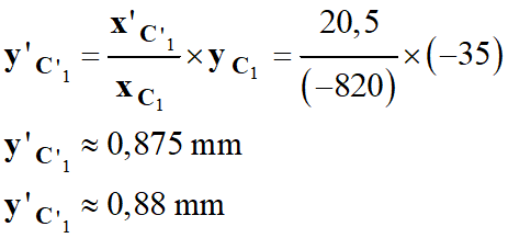 y'C'1 = 0,88 cm