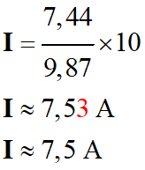 I = 7,5 A