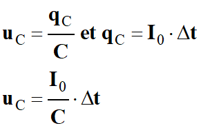 uC = I0 . Dt / C