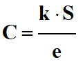 C = k . S / e