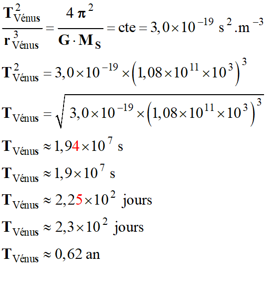 T vnus = 0,62 an