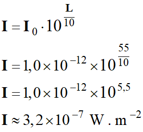 I = 3,2 E-7 W / m
