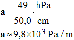 a = 9,8 Pa / m