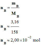 n B = 2,00 E-2 mol