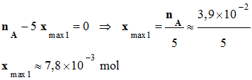 x max1 = 7,8 E-3 mol