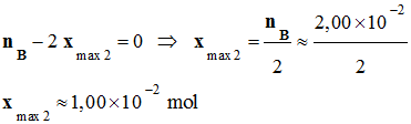 x max2 = 1,00 E-2 mol