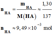 n HA = 9,49 E-3 mol
