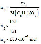 n 2 = 1,00 E-2 mol
