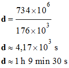 d = 1 h 9 min 30 s