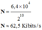 N = 62,5 Kibits / s