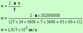 v = 1,017 E3 m / s