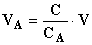 V A = C / CA . V