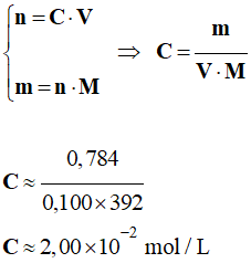 C = 2,00 E-2 mol / L