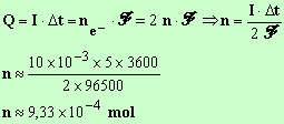 n = 9,33 E-4 mol