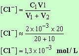 C (Cl-) = 1,3 E-3 mol / L