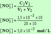 C (NO3-) = 5,0 E-3 mol / L