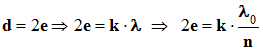 2 e = k . lambda0 / n