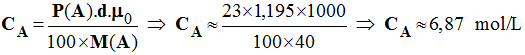 C A = 6,87 mol / L