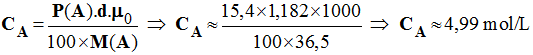 CA = 4,99 mol / >L