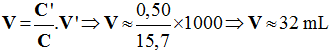 V = 32 mL
