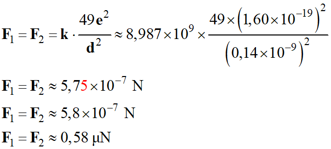 F1 = F2 = 0,58 micronewton