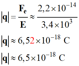 abs (q) = 6,5 E-18 C