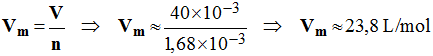 Vm = 23,81 L / mol