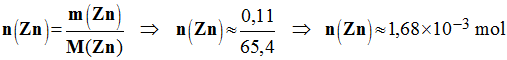 n (Zn) = 1,63 E-3 mol