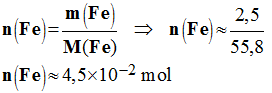 n (Fe) = 4,5 E-2 mol