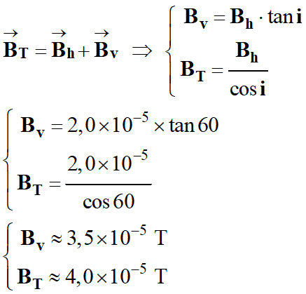 B v = 3,5 E-5 T ; B T = 4,0 E-5 T