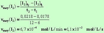 vmoy 'I2) = 6,7 E-4 mol / L / s