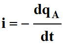 i = - dqA / dt