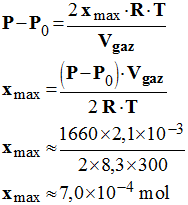 x max = 7,0 E-4 mol