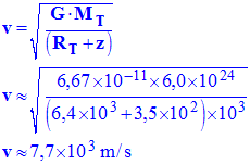 v = 7,7 E3 m / s