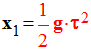 x = 1/2 g . t